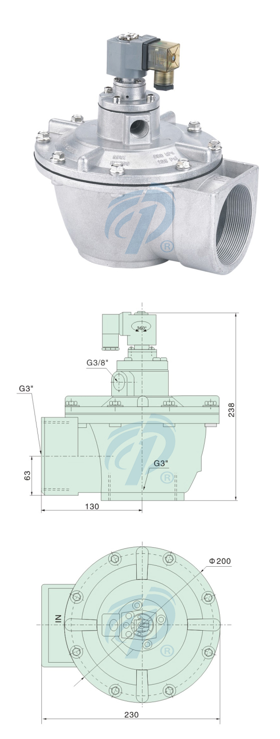 直角式脈沖閥尺寸規(guī)格