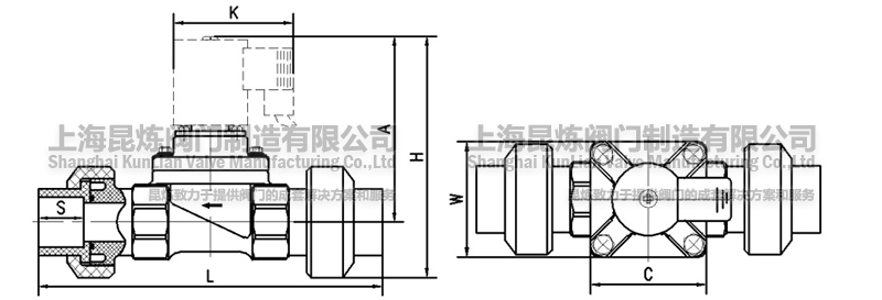 UPVC塑料電磁閥活接(雙油令)外形結(jié)構(gòu)圖- 上海昆煉閥門制造有限公司 UPVC塑料電磁閥活接(雙油令)外形結(jié)構(gòu)圖- 上海昆煉閥門制造有限公司